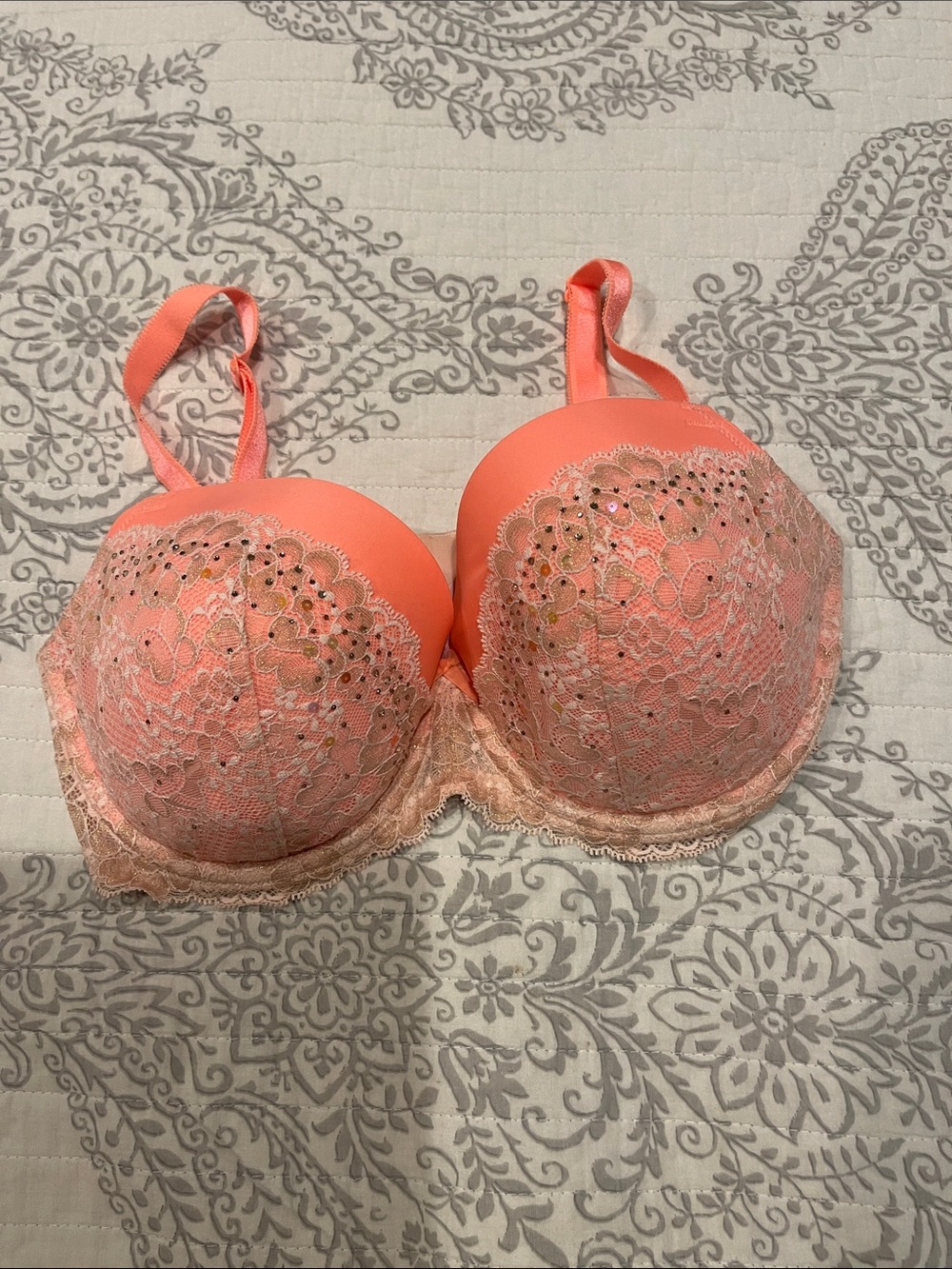 Victoria secret  36DD Coral Lace Push-Up Bra - Women Intimates & Sleepwear